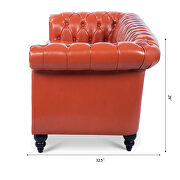 Orange pu uphostery rolled arm chesterfield three seater sofa by La Spezia additional picture 8