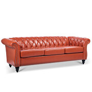 Orange pu uphostery rolled arm chesterfield three seater sofa by La Spezia additional picture 9