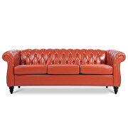 Orange pu uphostery rolled arm chesterfield three seater sofa by La Spezia additional picture 10