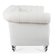 White fabric uphostery rolled arm chesterfield 3 seater sofa by La Spezia additional picture 11