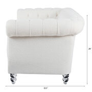 White fabric uphostery rolled arm chesterfield 3 seater sofa by La Spezia additional picture 13