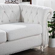 White fabric uphostery rolled arm chesterfield 3 seater sofa by La Spezia additional picture 6