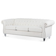 White fabric uphostery rolled arm chesterfield 3 seater sofa by La Spezia additional picture 7