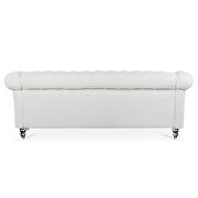White fabric uphostery rolled arm chesterfield 3 seater sofa by La Spezia additional picture 9