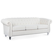 White fabric uphostery rolled arm chesterfield 3 seater sofa by La Spezia additional picture 10