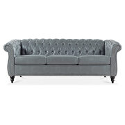 Gray pu uphostery rolled arm chesterfield three seater sofa by La Spezia additional picture 4