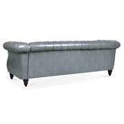 Gray pu uphostery rolled arm chesterfield three seater sofa by La Spezia additional picture 5