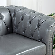 Gray pu uphostery rolled arm chesterfield three seater sofa by La Spezia additional picture 6