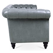 Gray pu uphostery rolled arm chesterfield three seater sofa by La Spezia additional picture 7
