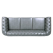 Gray pu uphostery rolled arm chesterfield three seater sofa by La Spezia additional picture 8