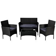 Outdoor garden sets patio furniture 4-piece black pe rattan wicker gray cushioned sofa conversation sets with coffee table by La Spezia additional picture 6