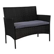 Outdoor garden sets patio furniture 4-piece black pe rattan wicker gray cushioned sofa conversation sets with coffee table by La Spezia additional picture 9