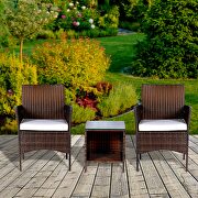 Bistro wicker set outdoor rattan 3 pieces set modern table pe brown rattan and beige cushion by La Spezia additional picture 3