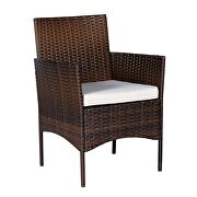 Bistro wicker set outdoor rattan 3 pieces set modern table pe brown rattan and beige cushion by La Spezia additional picture 6