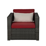 6-piece brown pe rattan wicker sectional red cushioned sofa sets with 1 beige pillow by La Spezia additional picture 6