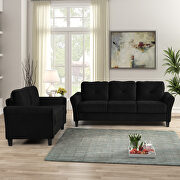 Loveseat black fabric sofa with extra padded cushioning additional photo 3 of 9