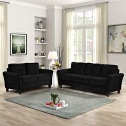 Loveseat black fabric sofa with extra padded cushioning additional photo 5 of 9