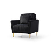 Mid-century modern black velvet fabric channel tufted accent chair by La Spezia additional picture 4