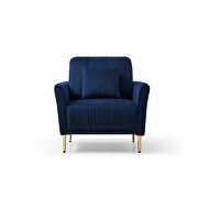 Mid-century modern blue velvet fabric channel tufted accent chair by La Spezia additional picture 3