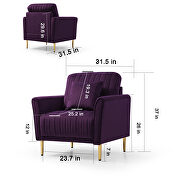 Mid-century modern purple velvet fabric channel tufted accent chair by La Spezia additional picture 8
