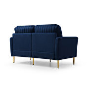 Blue velvet handcrafted channel tufting loveseat with metal legs by La Spezia additional picture 3