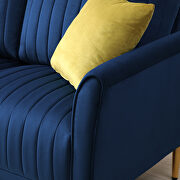 Blue velvet handcrafted channel tufting loveseat with metal legs by La Spezia additional picture 5