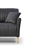 Black velvet handcrafted channel tufting loveseat with metal legs by La Spezia additional picture 2