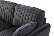 Black velvet handcrafted channel tufting loveseat with metal legs by La Spezia additional picture 5