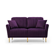 Purple velvet handcrafted channel tufting loveseat with metal legs by La Spezia additional picture 2