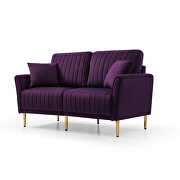 Purple velvet handcrafted channel tufting loveseat with metal legs by La Spezia additional picture 3