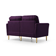 Purple velvet handcrafted channel tufting loveseat with metal legs by La Spezia additional picture 4