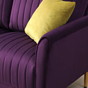 Purple velvet handcrafted channel tufting loveseat with metal legs by La Spezia additional picture 5