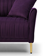 Purple velvet handcrafted channel tufting loveseat with metal legs by La Spezia additional picture 6