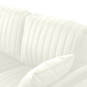 Cream white velvet handcrafted channel tufting loveseat with metal legs by La Spezia additional picture 4