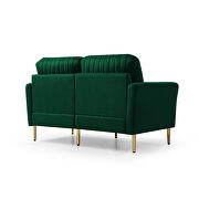 Green white velvet handcrafted channel tufting loveseat with metal legs by La Spezia additional picture 4