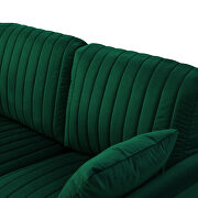 Green white velvet handcrafted channel tufting loveseat with metal legs by La Spezia additional picture 5