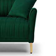 Green white velvet handcrafted channel tufting loveseat with metal legs by La Spezia additional picture 7