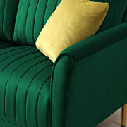Green white velvet handcrafted channel tufting loveseat with metal legs by La Spezia additional picture 8