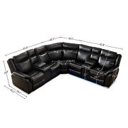 Black technical leather power reclining sectional w/led strip by La Spezia additional picture 2