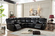 Black technical leather power reclining sectional w/led strip by La Spezia additional picture 4