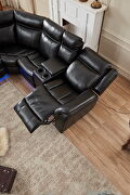 Black technical leather power reclining sectional w/led strip by La Spezia additional picture 7