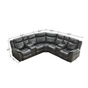 Gray faux leather power reclining sectional w/led strip by La Spezia additional picture 3