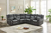 Gray faux leather power reclining sectional w/led strip by La Spezia additional picture 5