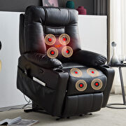 Black leather gel electric power lift recliner chair with massage and heat by La Spezia additional picture 12