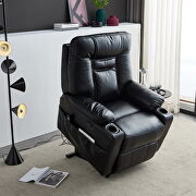 Black leather gel electric power lift recliner chair with massage and heat by La Spezia additional picture 9
