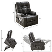 Gray leather gel electric power lift recliner chair with massage and heat by La Spezia additional picture 4