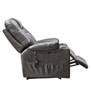 Gray leather gel electric power lift recliner chair with massage and heat by La Spezia additional picture 5