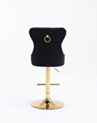 Black velvet upholstered bar stool with tufted high back and chrome golden base set of 2 by La Spezia additional picture 10
