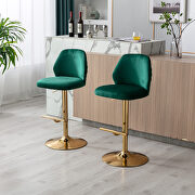 Green velvet adjustable counter height swivel bar stools chair set of 2 by La Spezia additional picture 2