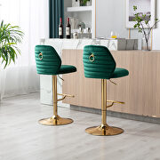 Green velvet adjustable counter height swivel bar stools chair set of 2 by La Spezia additional picture 3